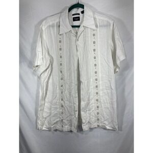 Hagger: 55% Linen short Sleeve Button Up Shirt brand size Large